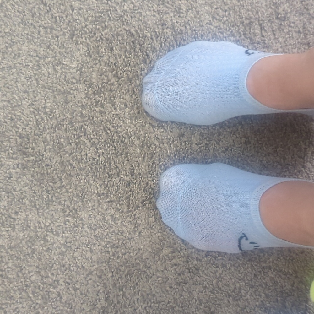 Baby blue worn thin socks